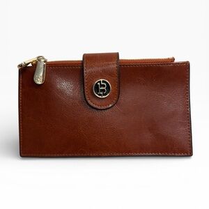 NWOT Bostanten Leather Wallet Brown RFID Blocking Clutch Organizer Classic